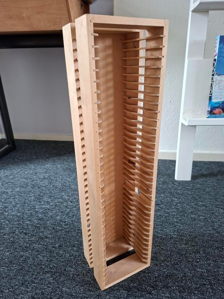 Vintage houten CD rekje - Opbergrek voor CD's, Ophalen, Gebruikt, 25 tot 75 discs, Cd's