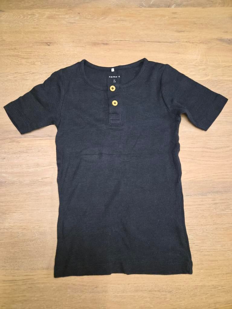 Donkerblauw rib T-shirt Name It - Maat 116, Kinderen en Baby's, Kinderkleding | Maat 116, Gebruikt, Jongen of Meisje, Ophalen of Verzenden