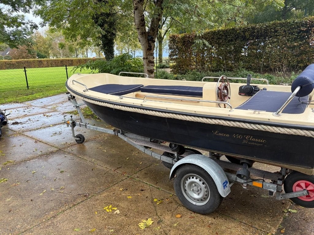 Lucca 450 Classic Sloep inclusief buitenboordmotor, trailer, 8 pk, Consoleboot, Gebruikt, Tot 1.00 meter