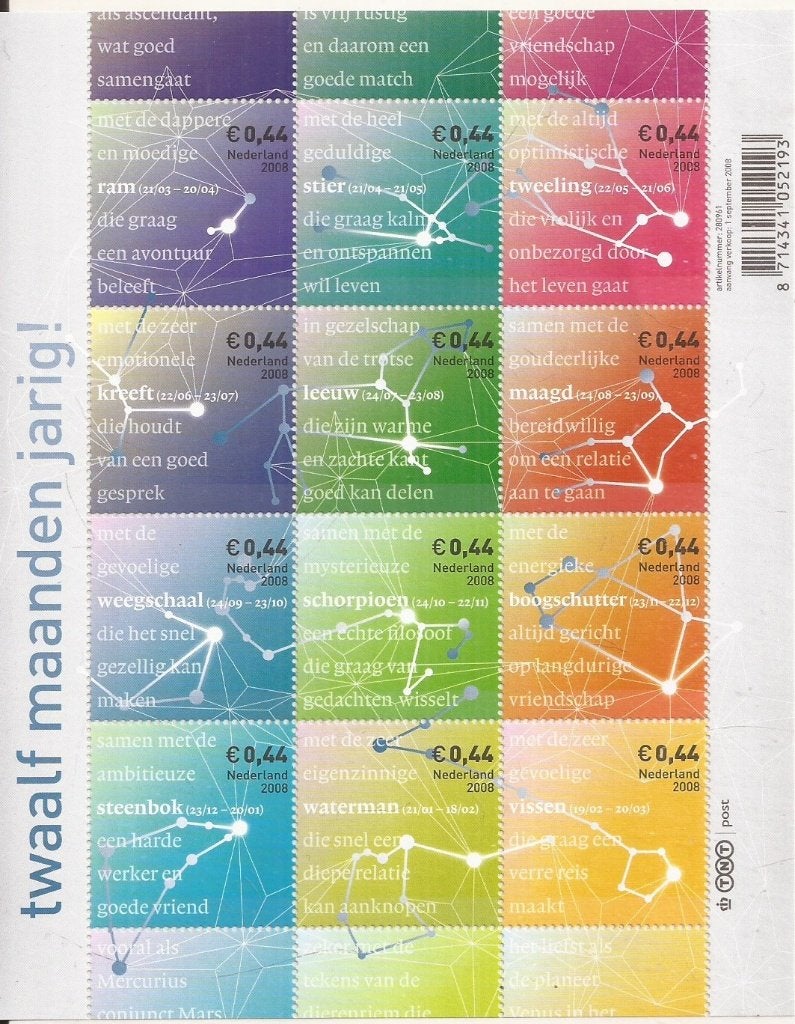 Sterrenbeelden. Nederland 2008 twaalf maanden jarig!, Postzegels en Munten, Postzegels | Nederland, Verzenden, Na 1940, Postfris