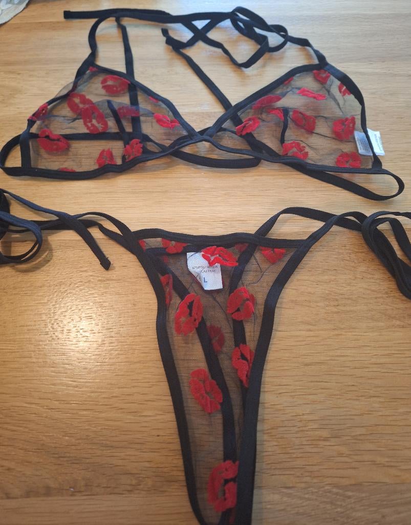 lingerie setje maat L, Verzenden, Zwart, Setje