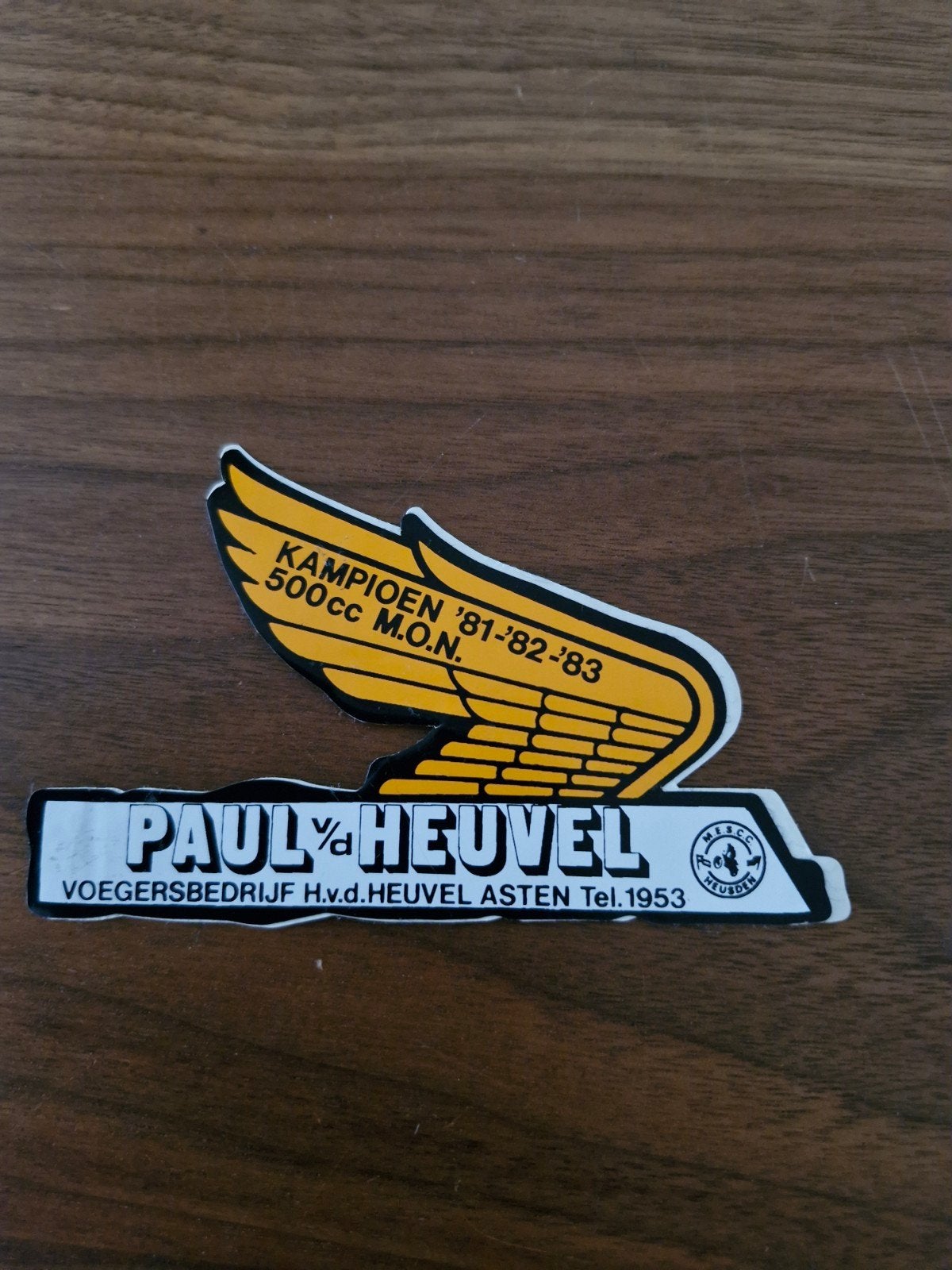 041 Vintage Paul v/d Heuvel Kampioen Sticker, Ophalen of Verzenden, Zo goed als nieuw, Auto of Motor
