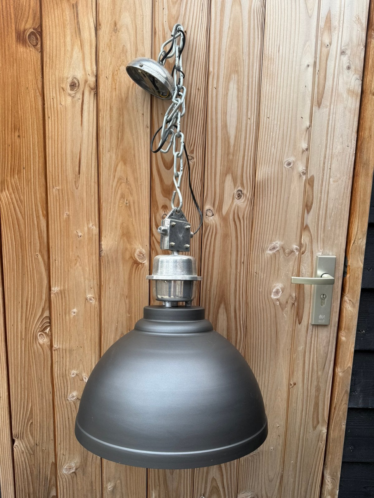 Industriële grijze lamp, Ophalen, E27 (groot), Zo goed als nieuw, Metaal