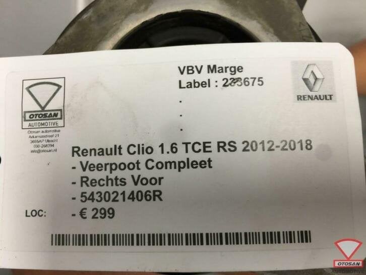 renault clio 1.6tce rs 12 18 veerpoot rechts voor 543021406r, Renault Group, Gebruikt, Contact.group@renault.com, Renault