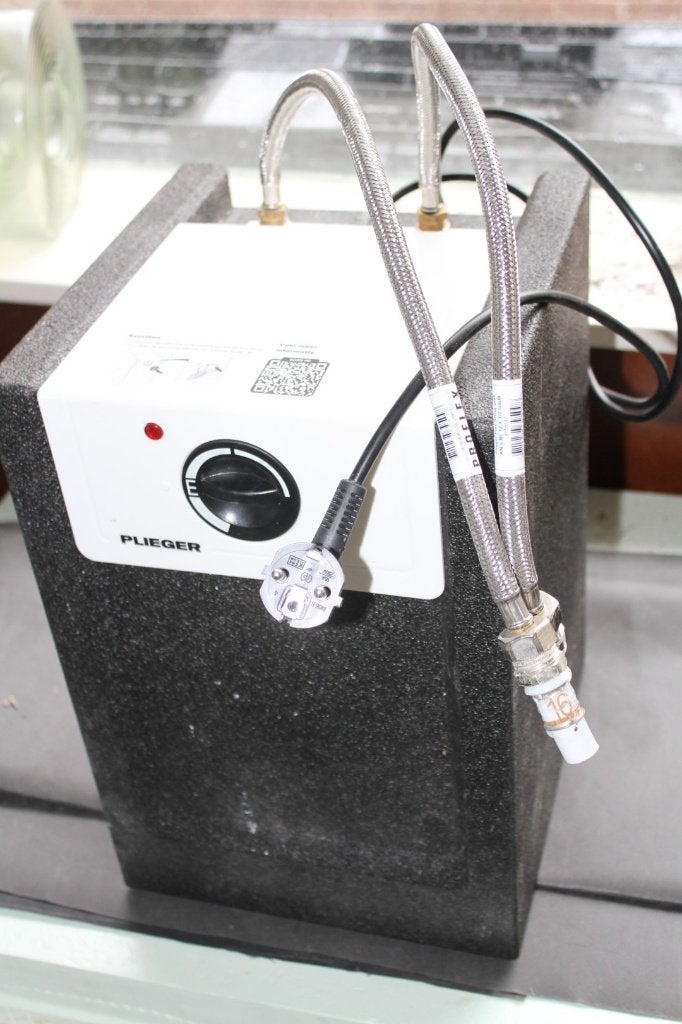 Plieger keukenboiler met koperen ketel 10 liter 2000W, Doe-het-zelf en Verbouw, Geisers en Boilers, Ophalen, Gebruikt, Aardgas