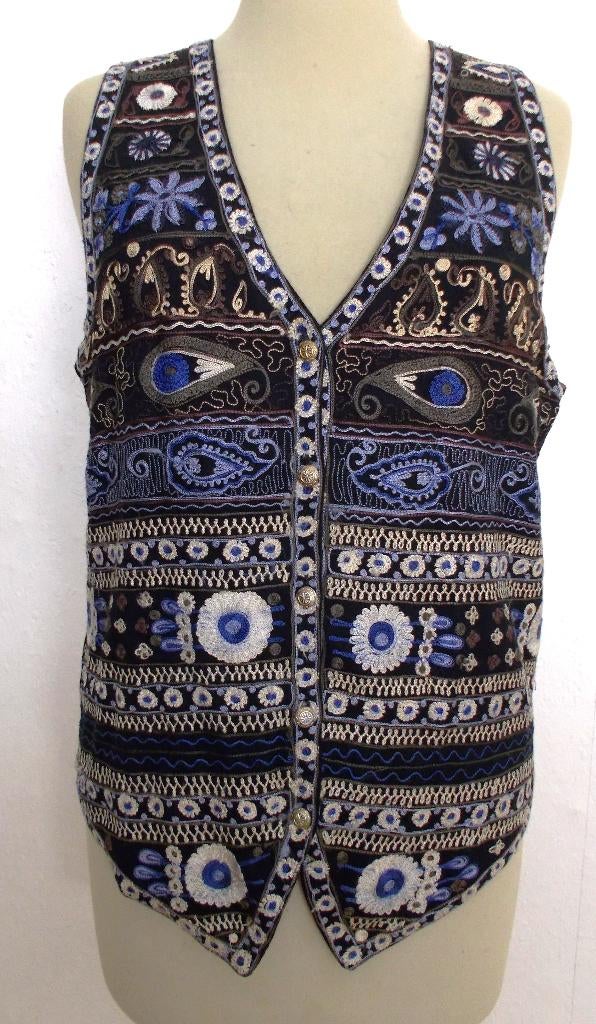 Folklore prachtig geborduurd gilet/top! M/L, Kleding | Dames, Tops, Zo goed als nieuw, Maat 38/40 (M), Blauw, Zonder mouw, Verzenden
