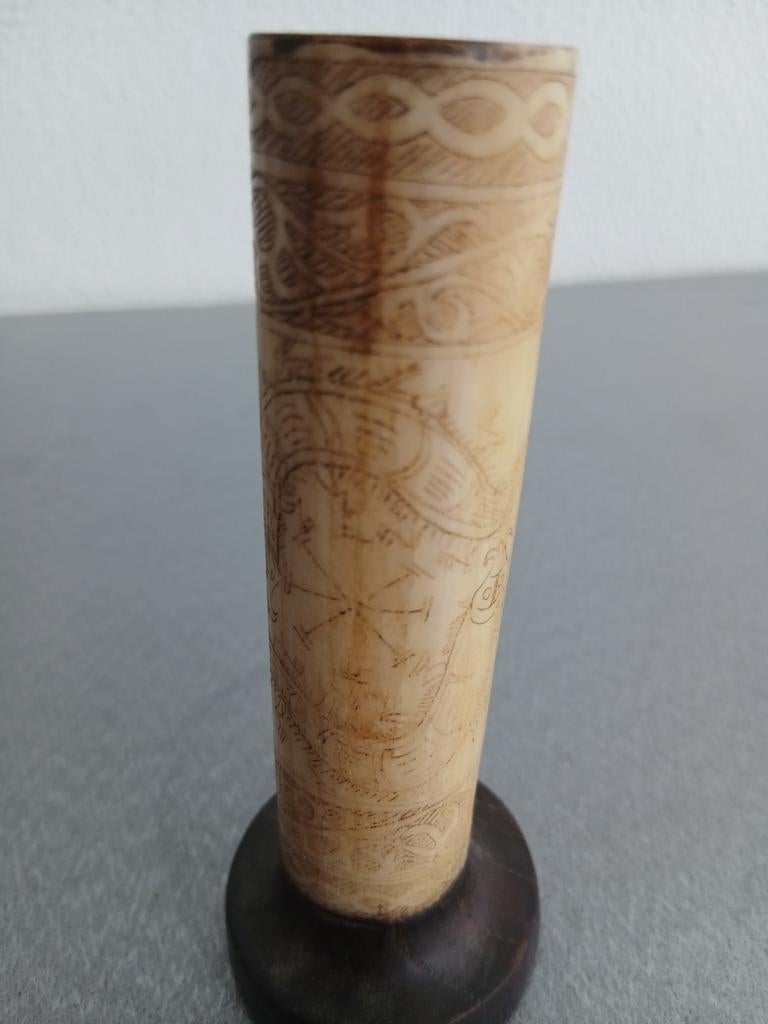 Antieke sahan-batak houtsnijwerk van hout/been -1934, Ophalen of Verzenden
