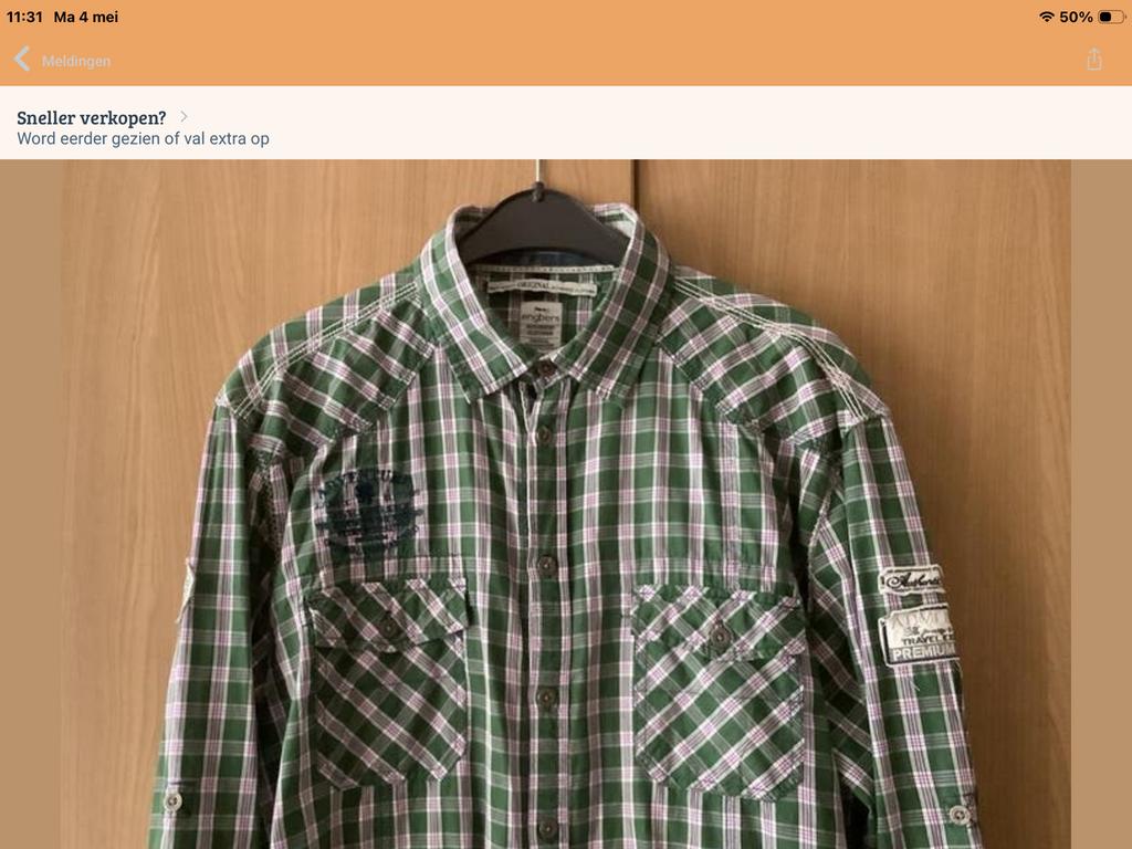 Overhemd mt L.    Engbers-Adventure!   👔, Kleding | Heren, Ophalen of Verzenden, Zo goed als nieuw, Groen, Halswijdte 41/42 (L)