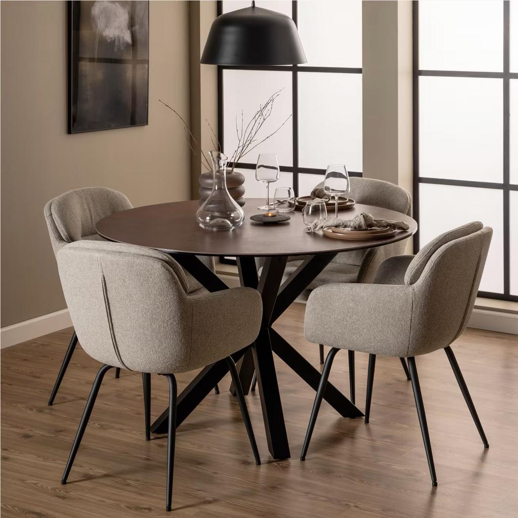 Ronde Eettafel Keramiek, 119cm, Huis en Inrichting, Tafels | Eettafels, Ophalen, Zo goed als nieuw, Rond, 100 tot 150 cm