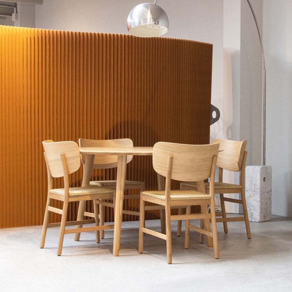 Sav Okse eiken ronde tafel 130cm doorsnede, Ophalen, Gebruikt, Vijf personen of meer, Tijdloos
