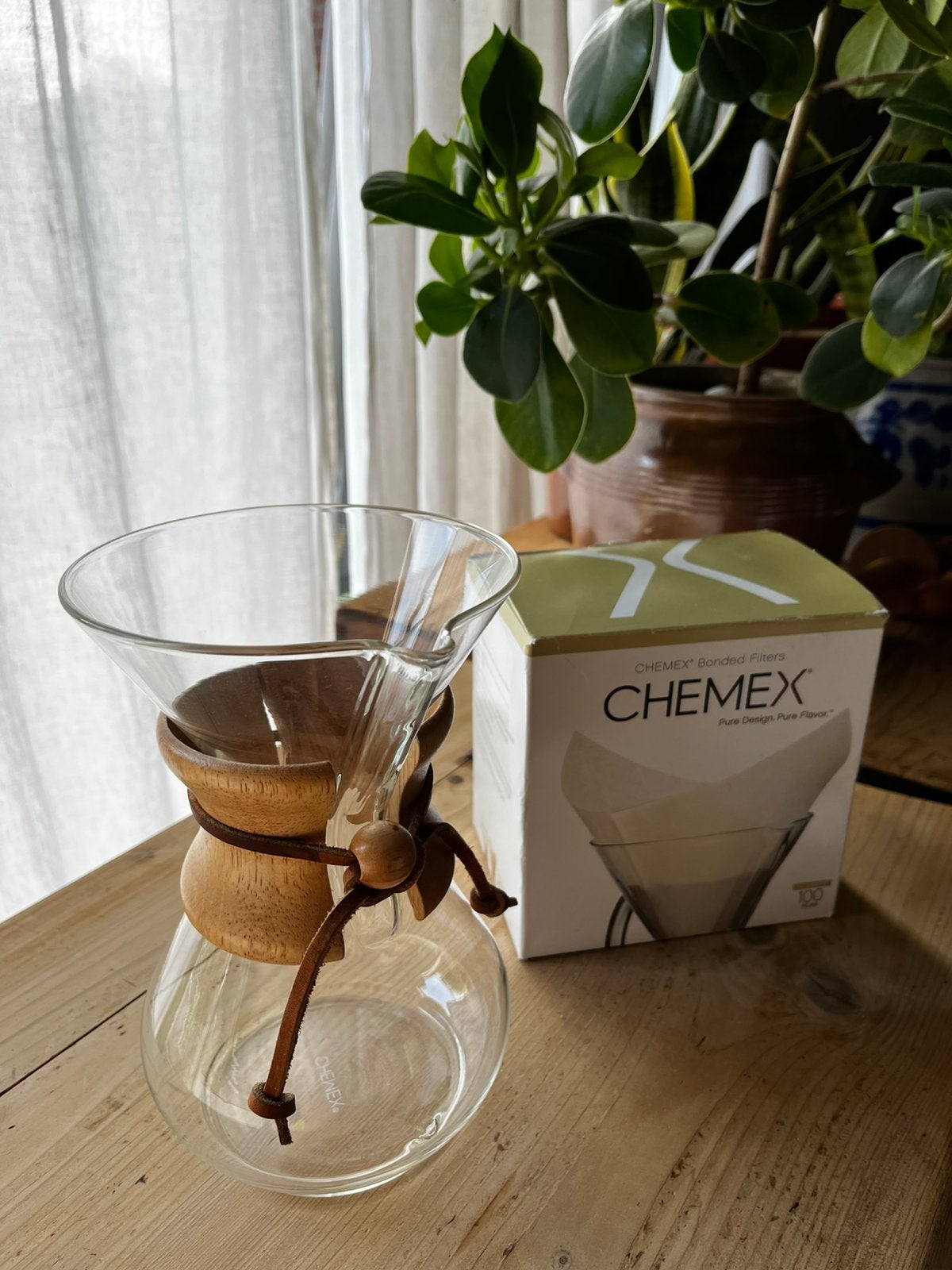 Chemex slow koffie met filters, Ophalen of Verzenden, Zo goed als nieuw, Overige merken, Glas