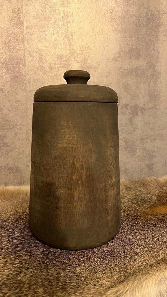 Houten pot met deksel, Overige materialen, Overige kleuren, Nieuw, Ophalen of Verzenden
