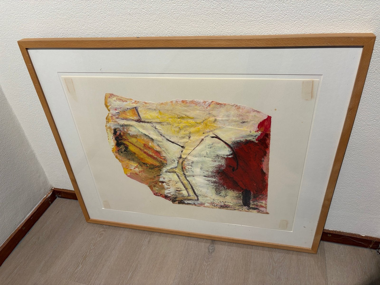 Abstract kunstwerk van Karen Heijmans, gesigneerd '94, Ophalen