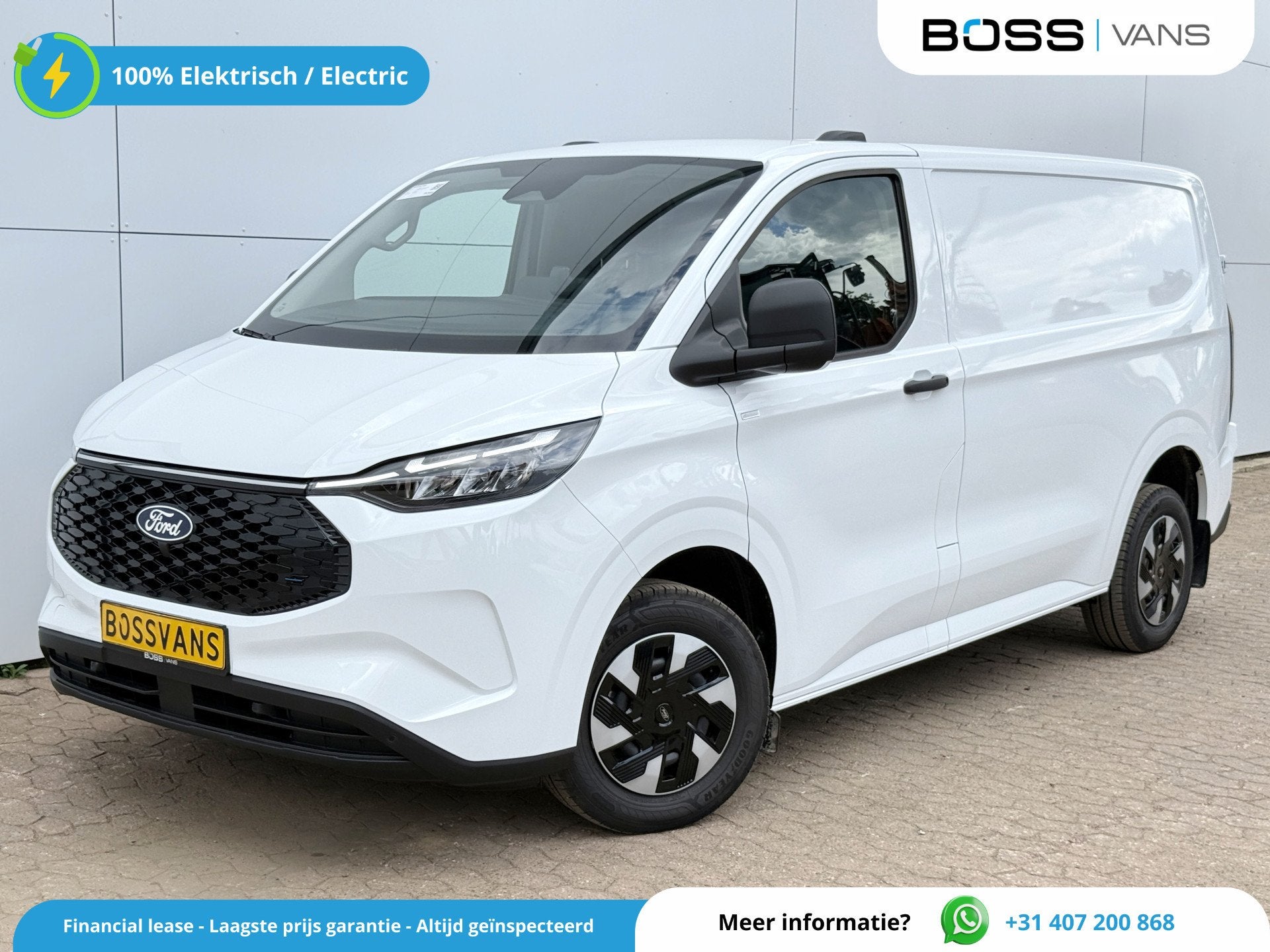 Ford E-Transit Custom 71kWh 140PK Elektrisch 344km WLTP 2300, Auto's, Gebruikt, 71 kWh, Wit, Automatische klimaatregeling