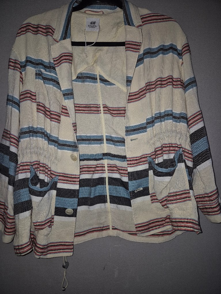 Vintage linnen jasje H&M Studio 36/38, Kleding | Dames, Jassen | Zomer, Zo goed als nieuw, Maat 36 (S), Ophalen