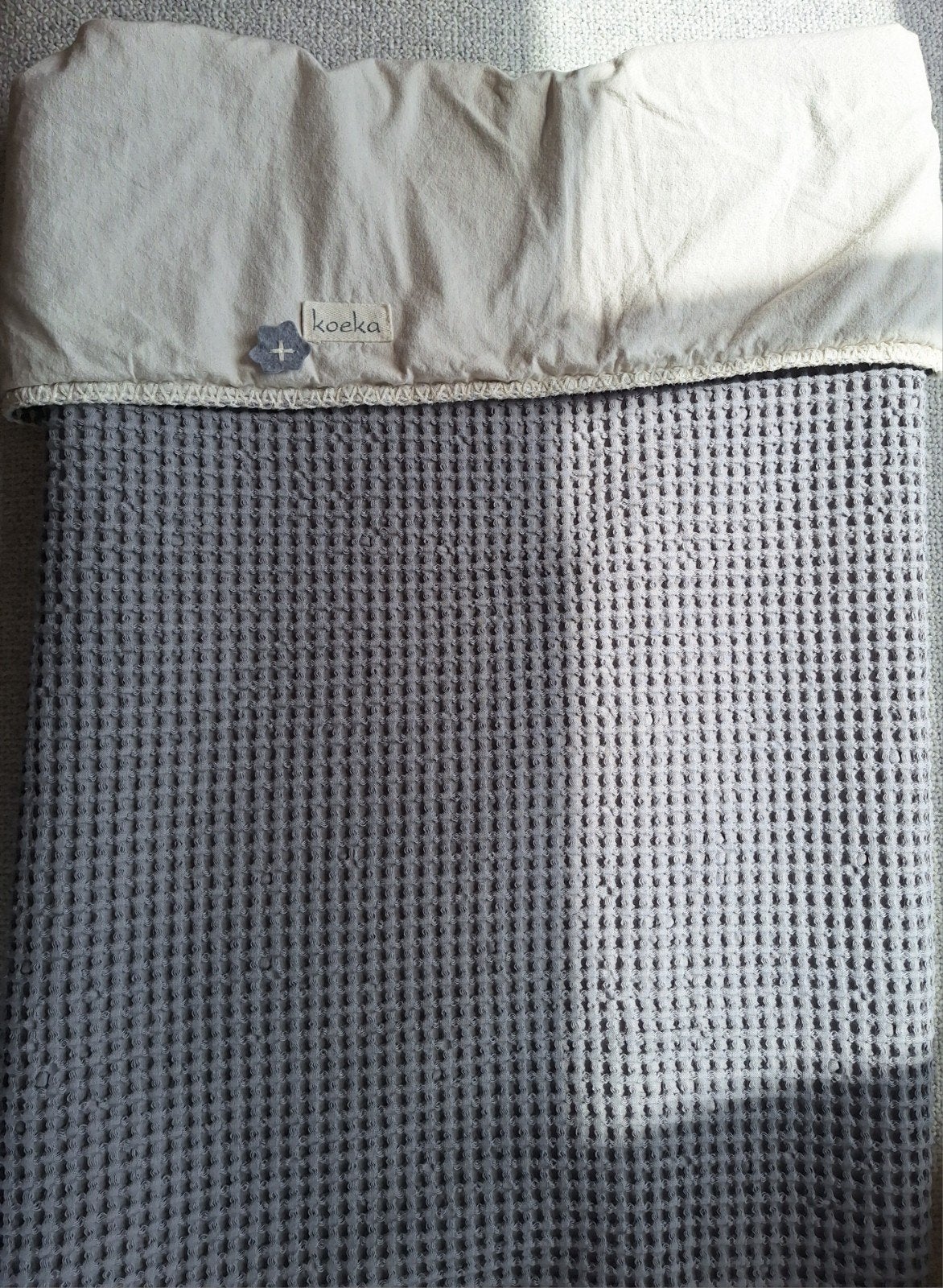 Koeka wafel deken grijs 100x75 cm, Wasbaar, Koeka, Ophalen of Verzenden, Zo goed als nieuw