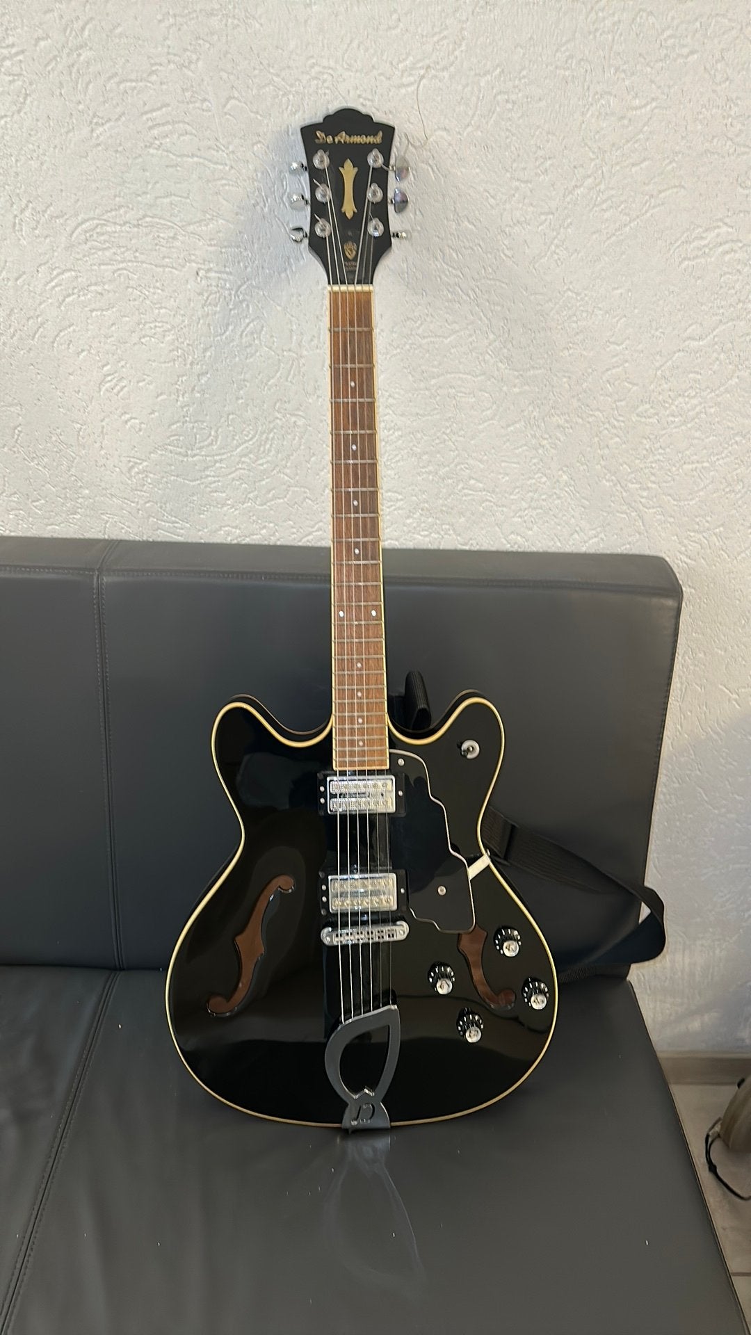 DeArmond by Guild Starfire Custom (1999, Korea) – Zwart, Ophalen of Verzenden, Zo goed als nieuw, Hollow body, Overige merken