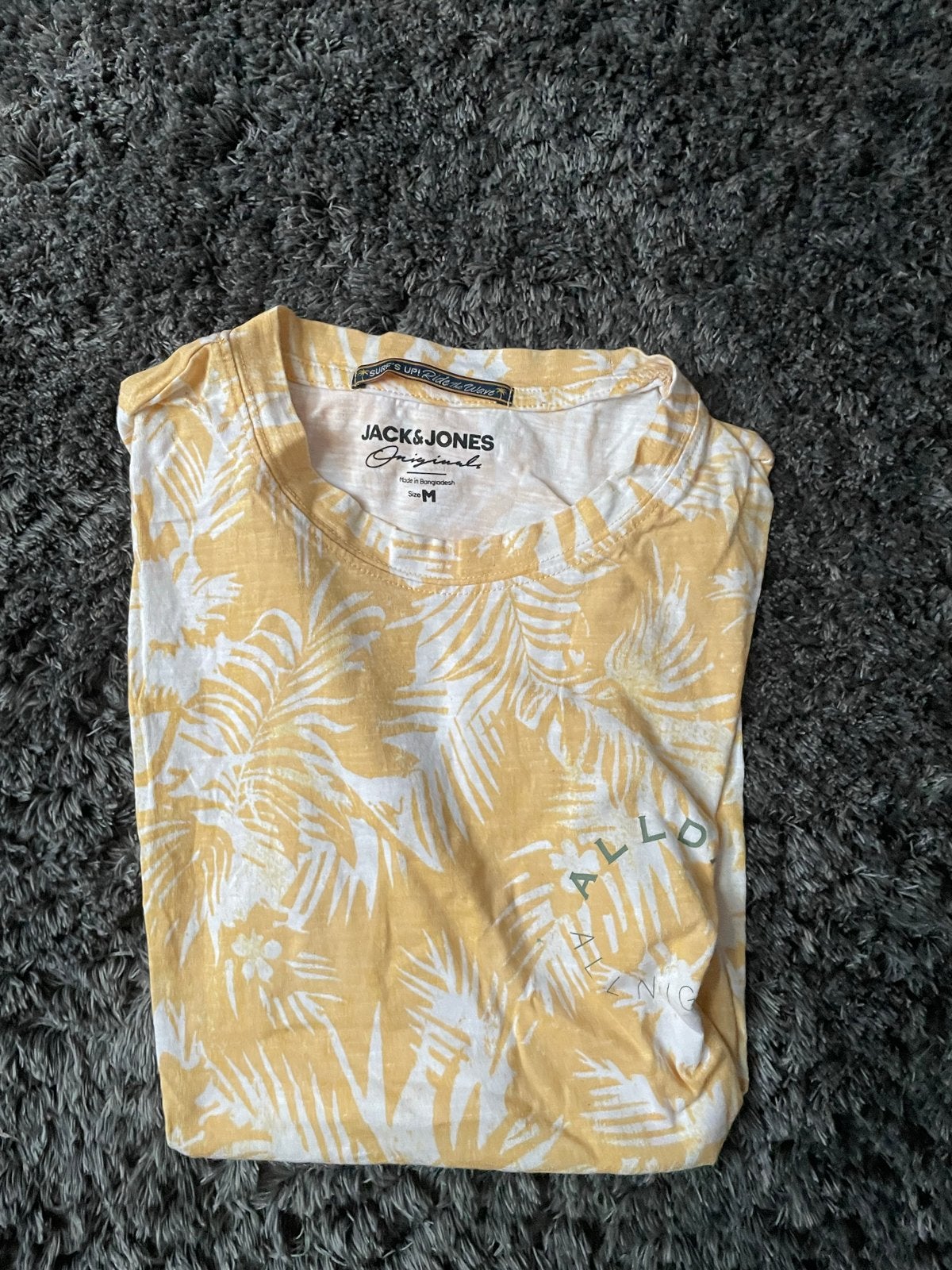 Jack & Jones Originals T-shirt Maat M Geel/Wit, Ophalen, Zo goed als nieuw, Maat 48/50 (M), Geel