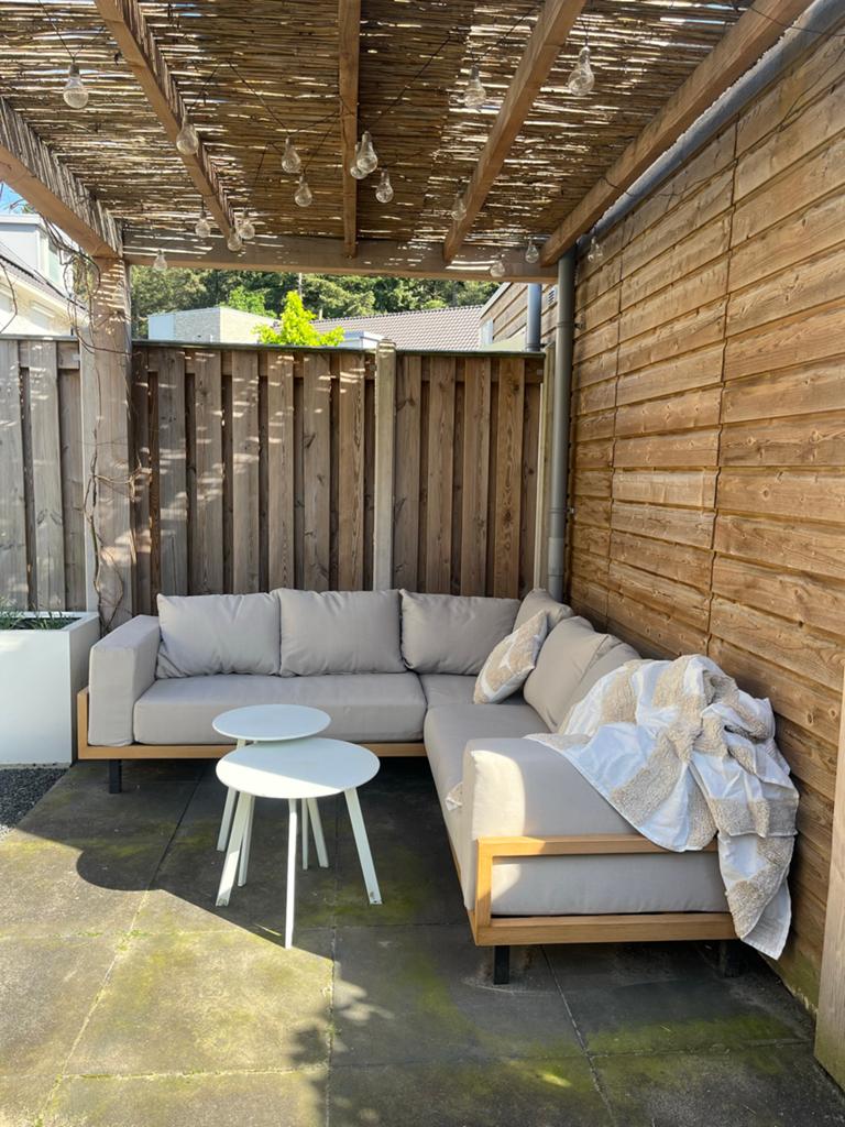 Loungeset Dean met houtlook frame en wasbare kussens, Ophalen, Gebruikt, Loungeset, Bank