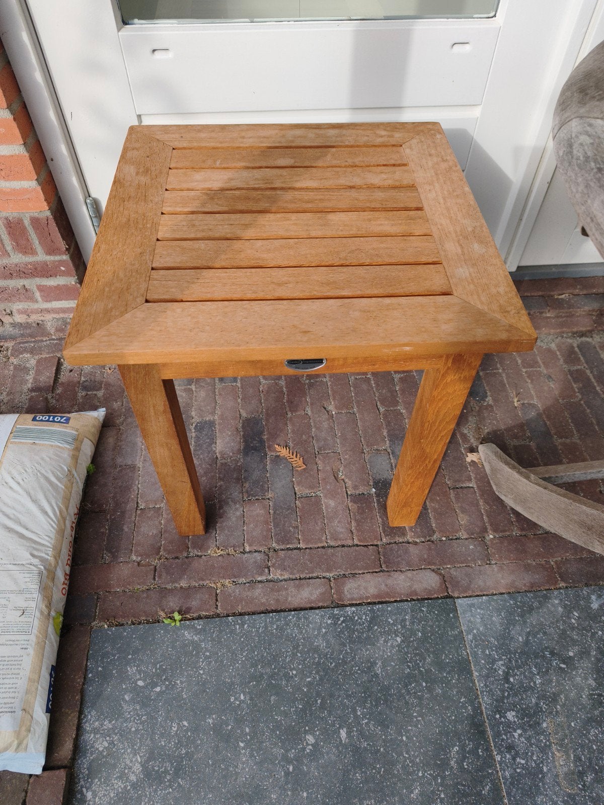 Teakhouten bijzettafel 50x50 cm - Garden Impressions, Ophalen, Gebruikt, Vierkant, Teakhout