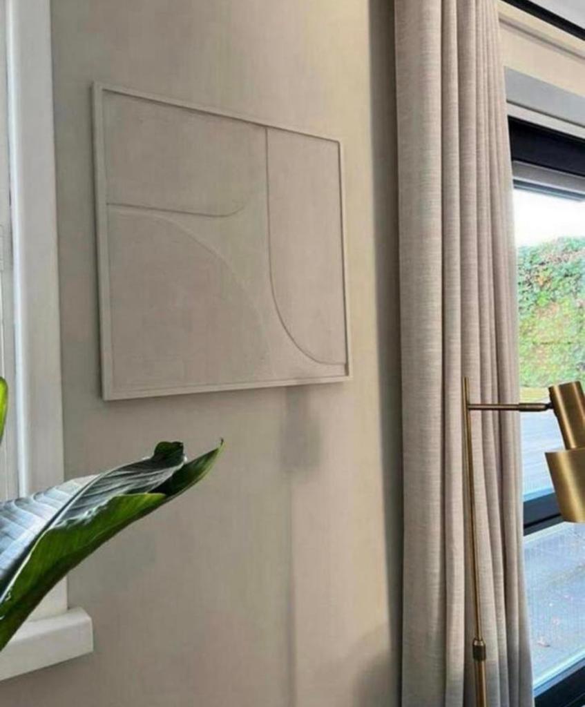 Plaster art Japandi schilderij organische vormen beige, Ophalen of Verzenden