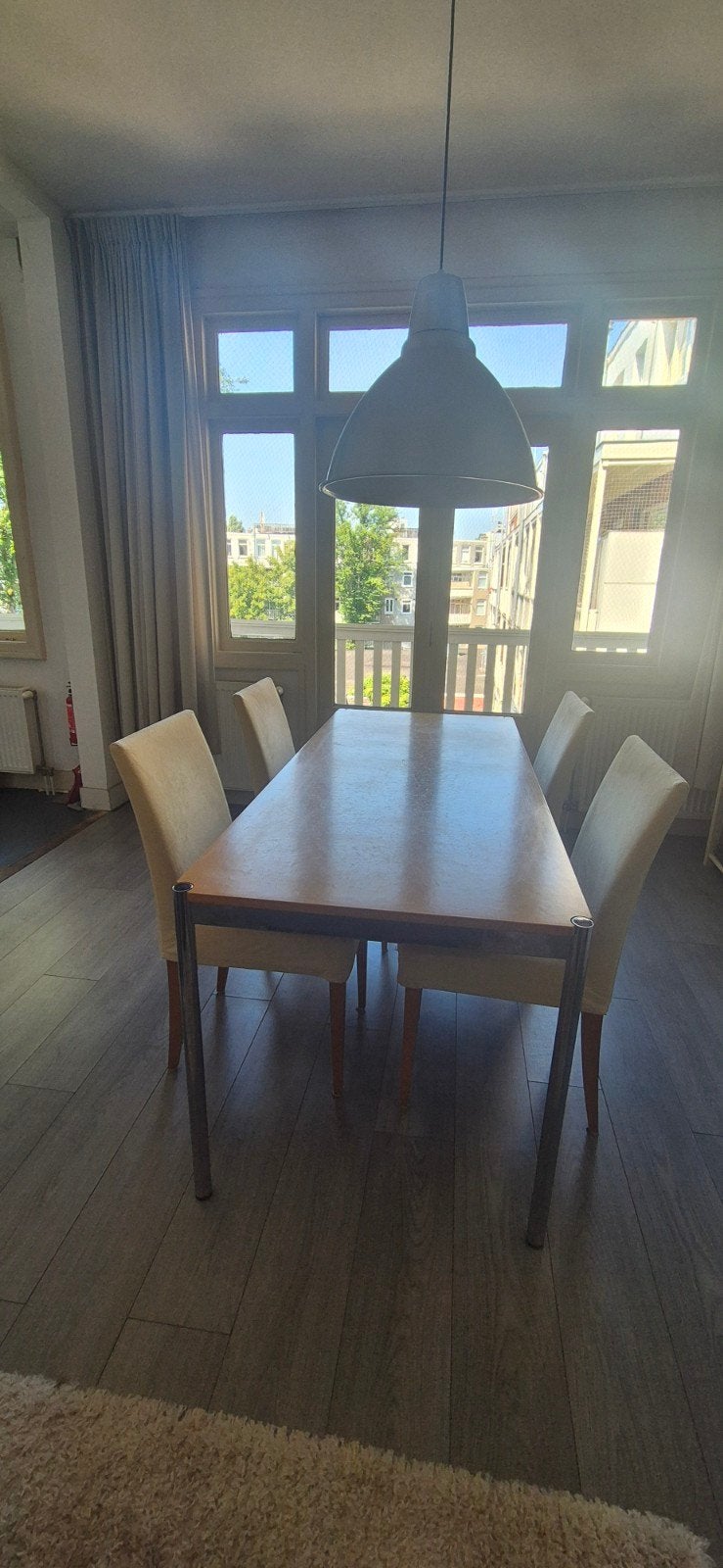 Eettafel met 4 stoelen, Huis en Inrichting, Tafels | Eettafels, Gebruikt, Vier personen, Rechthoekig, Ophalen