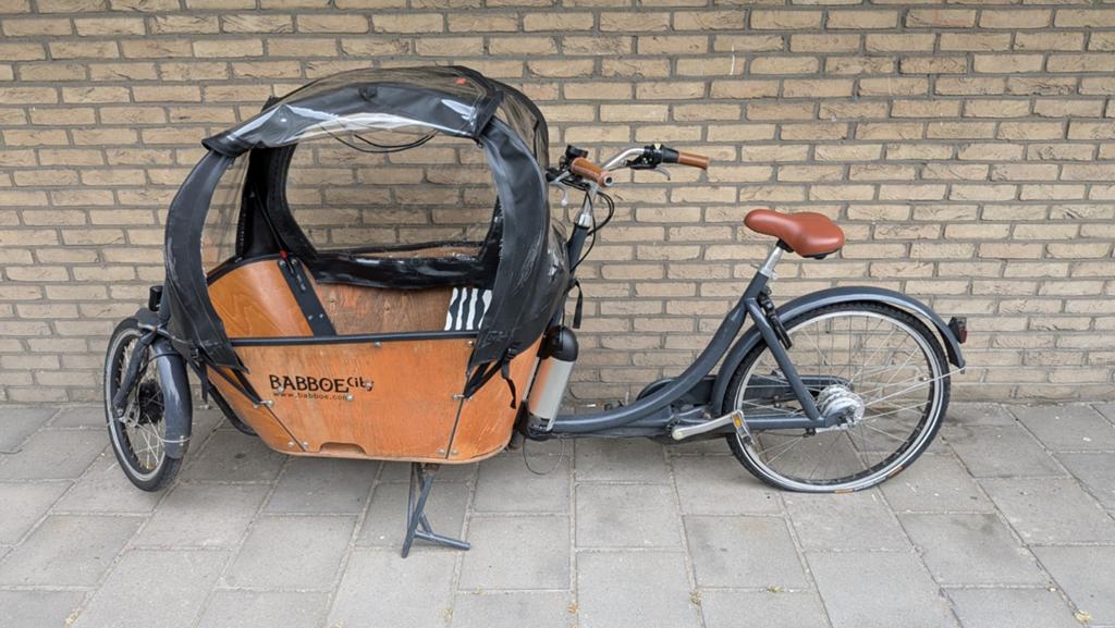Babboe City Bakfiets Elektrisch met Huif, Gebruikt, Huif, 2 kinderen, Schijfrem