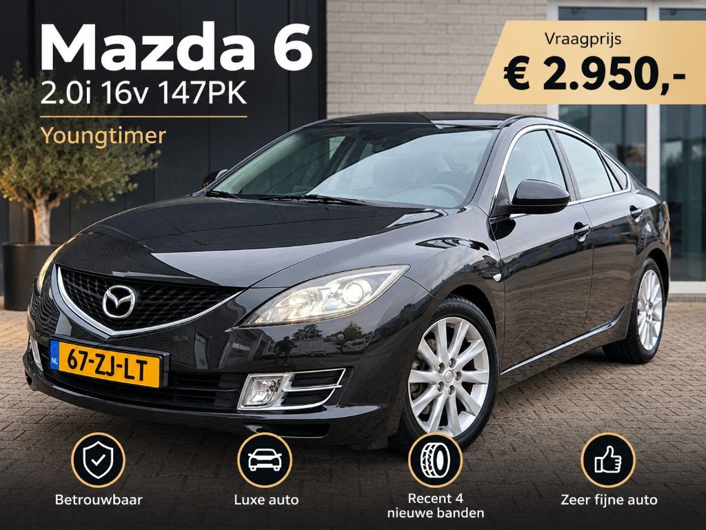 Mazda 6 2.016V 147PK Sport HB 2008 | Betrouwbaar sportief, Auto's, Voorwielaandrijving, Stof, Zwart, 4 cilinders