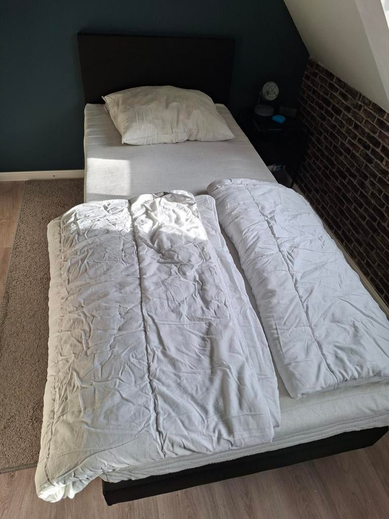 1 persoons boxspring compleet, Ophalen, Eenpersoons, Zwart, 90 cm