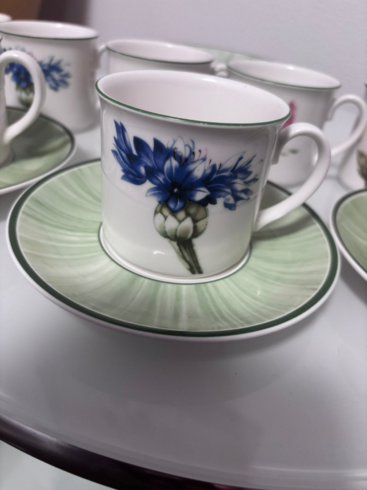 Villeroy &Bosch koffie set 8 st Flora, Verzenden, Gebruikt, Porselein, Kop en/of schotel