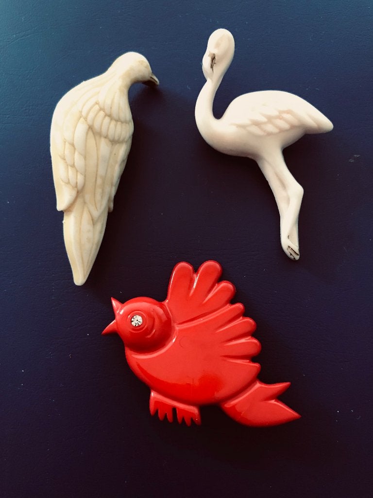 Vintage Broches: Vogels (Set van 3), Sieraden, Tassen en Uiterlijk, Broches, Met kristal, Overige materialen, 4 tot 7 cm, Ophalen of Verzenden