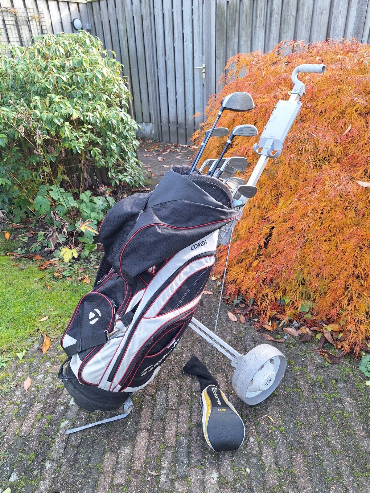 Complete heren golfset met tas en golftrolley, Sport en Fitness, Ophalen, Zo goed als nieuw, Set