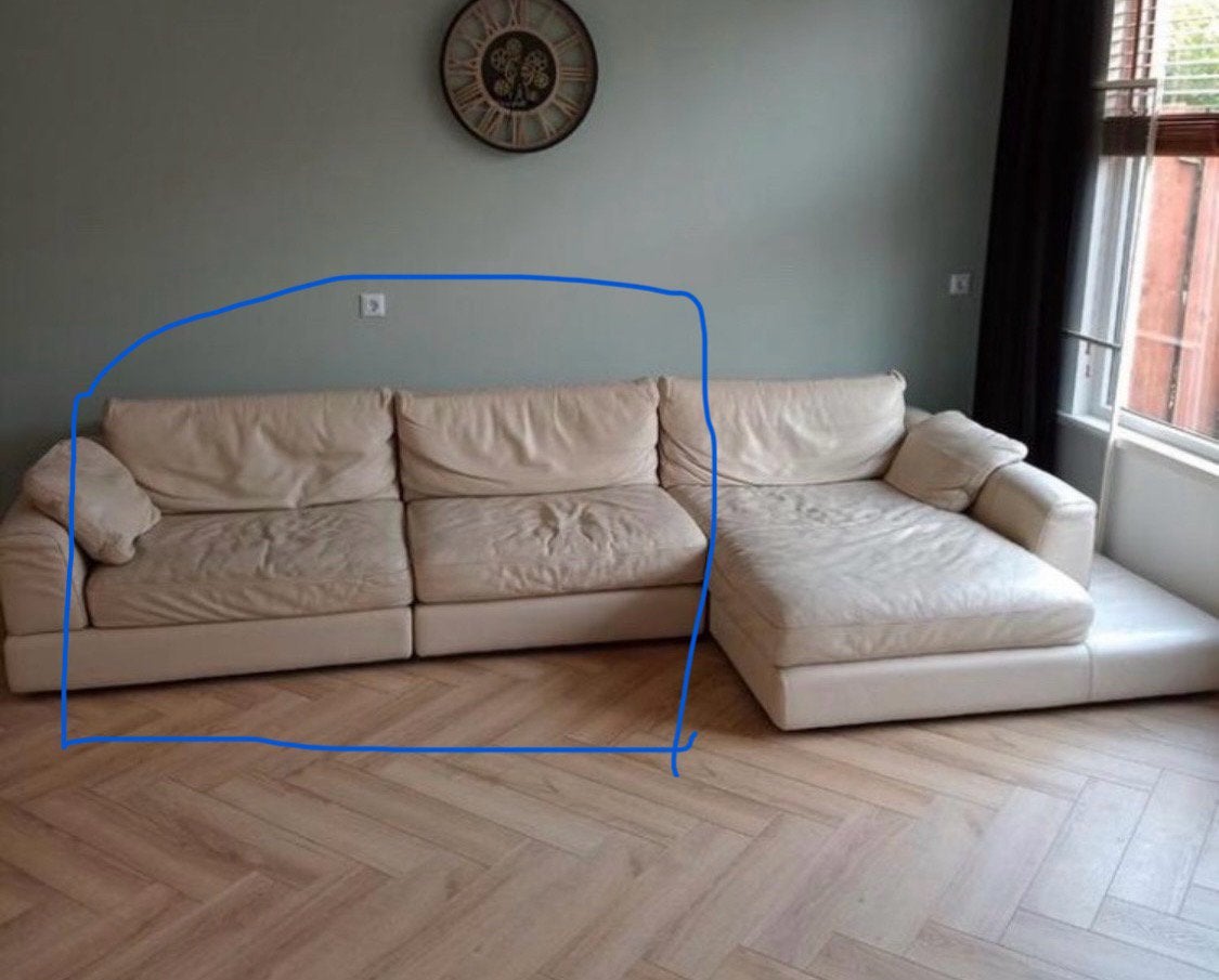 Natuzzi Leren Bank - Comfortabele Couch leather beige, Ophalen, Gebruikt, Driepersoons, Rechte bank
