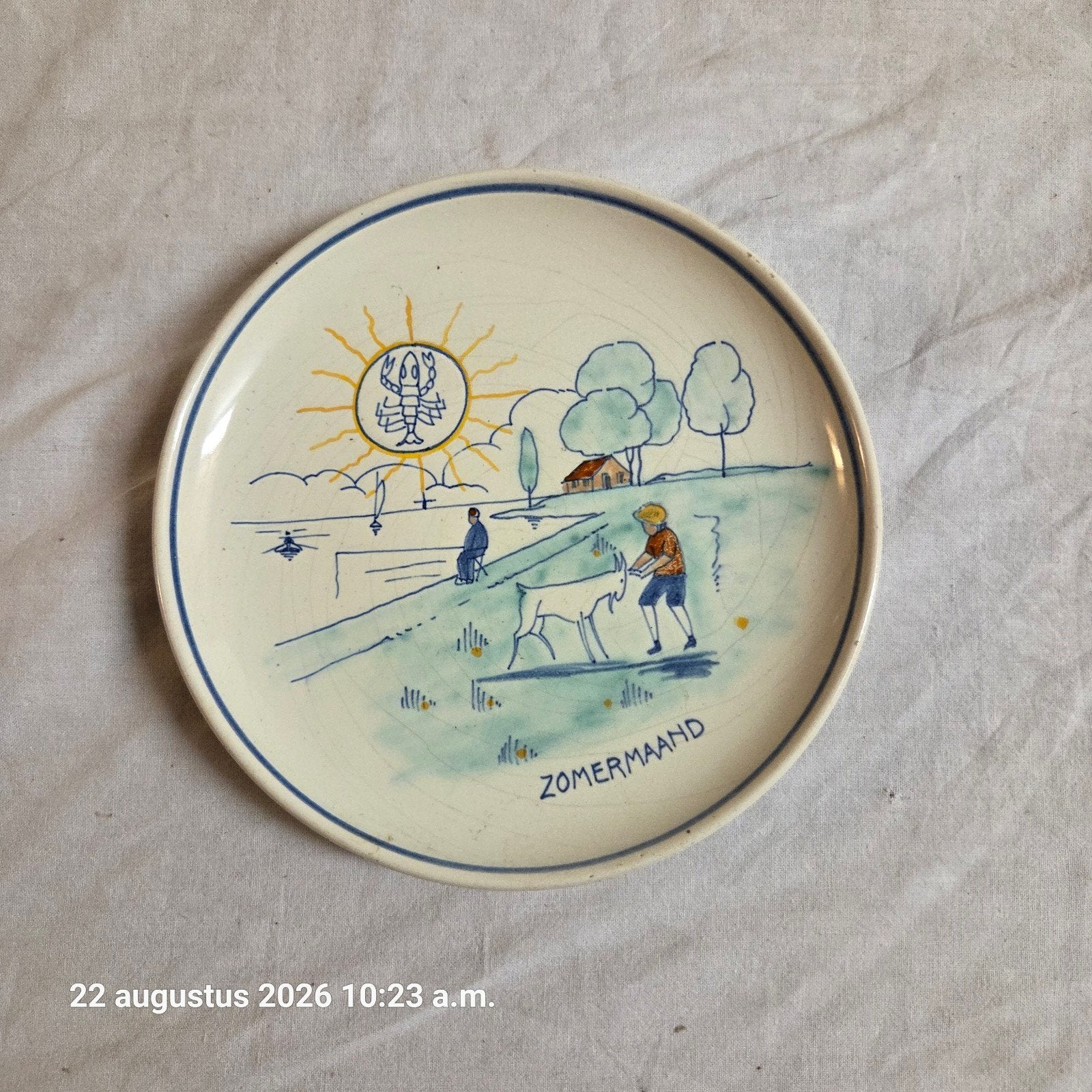 Vintage Zomermaand wandbordje van Koninklijke Goedewaagen, Ophalen of Verzenden