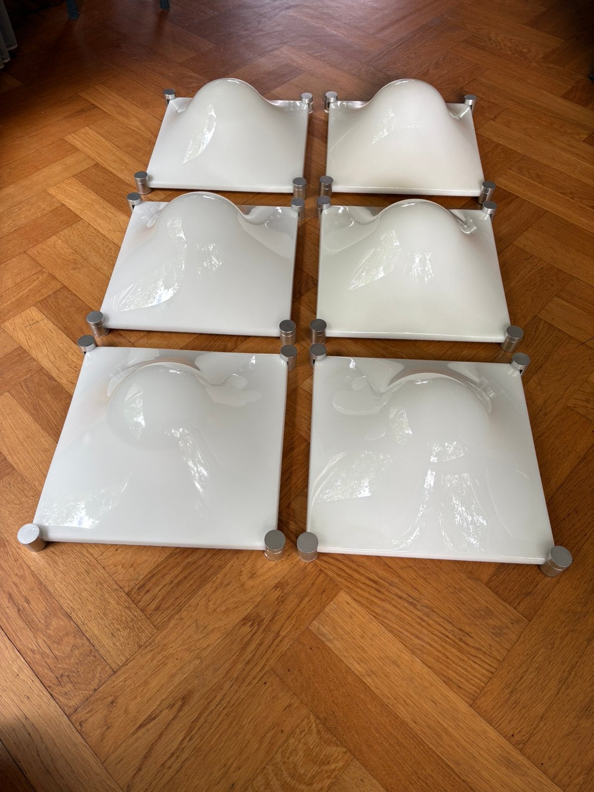6 st. Martinelli Luce Bolla 35 vintage lampen (jaren 70), Huis en Inrichting, Ophalen of Verzenden, Wit, Gebruikt