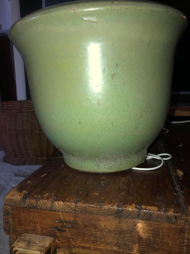 Geglazuurde plantenpot - Groen - Gebruikt, Tuin en Terras, Bloempotten, 25 tot 40 cm, Gebruikt, Rond, Binnen