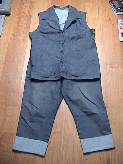 MISS ETAM 3/4 spijkerbroek / broek maat 44 L + bodywarmer, Blauw, Overige jeansmaten, Ophalen of Verzenden, Miss Etam