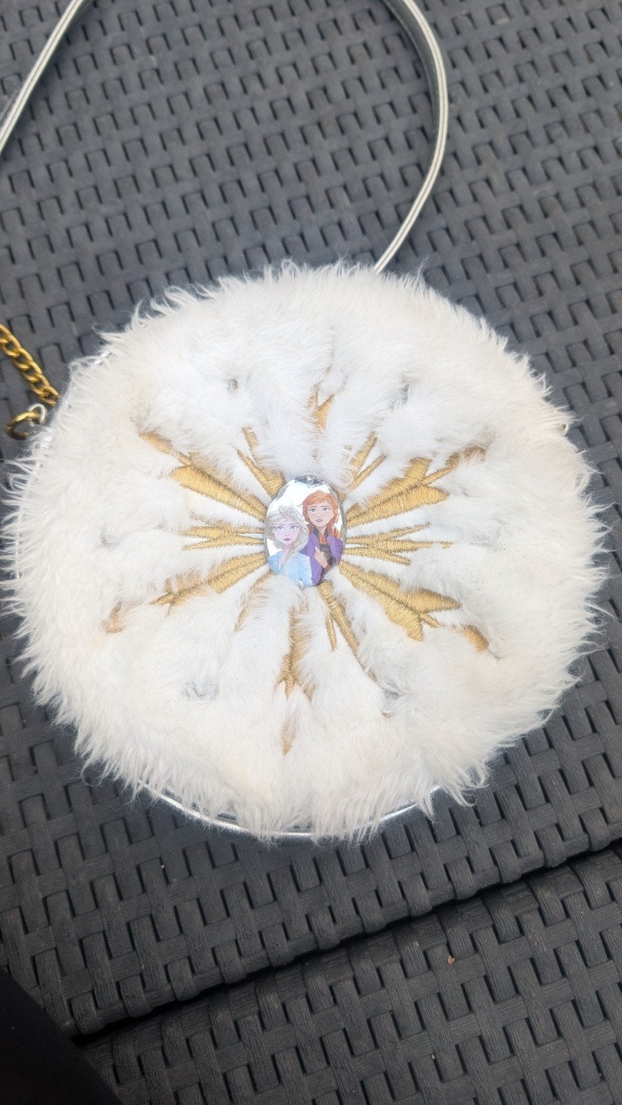 Disney Frozen tasje, wit met goud, 20 cm diameter, Ophalen of Verzenden