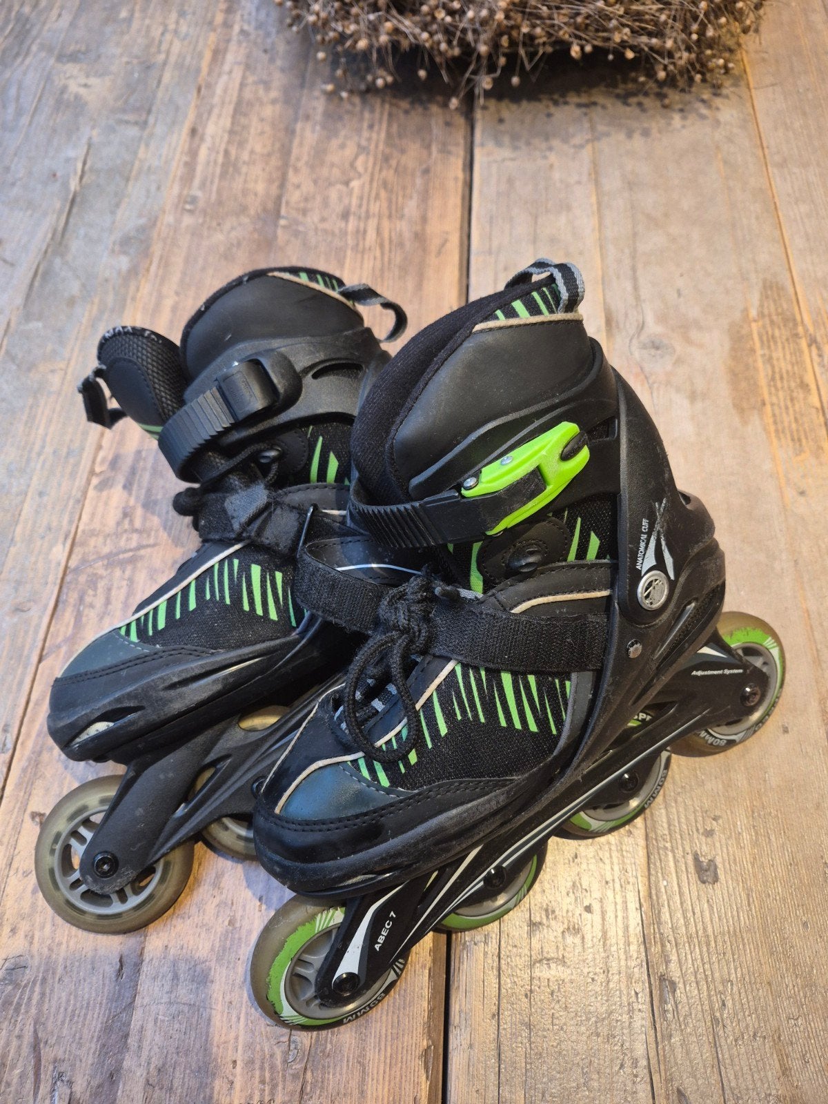 Verstelbare inline skates - zwart/groen, Ophalen of Verzenden, Gebruikt, Overige typen, Overige merken