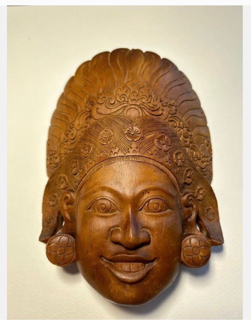 handgesneden houten Balinese masker, wanddecoratie, Antiek en Kunst, Ophalen of Verzenden