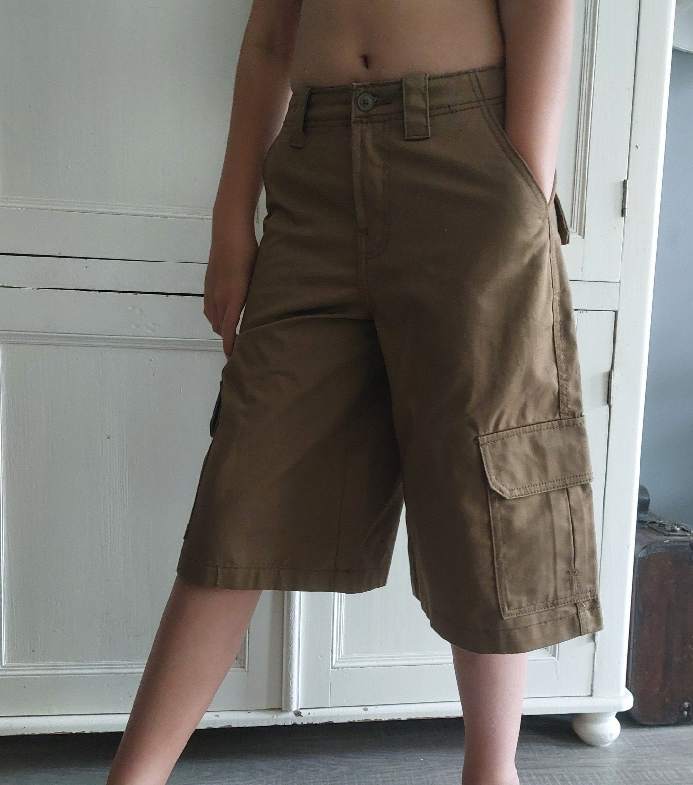 Bershka oversized baggy cargo Bermuda Jorts NEW, Nieuw, Maat 34 (XS) of kleiner, Bruin, Kort