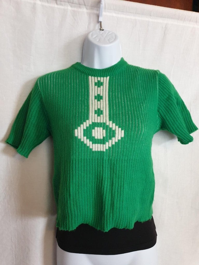 Gaaf groen jaren 70 topje. Mt 40. Merk Orlon, Maat 38/40 (M), Carnaval, ., Ophalen of Verzenden
