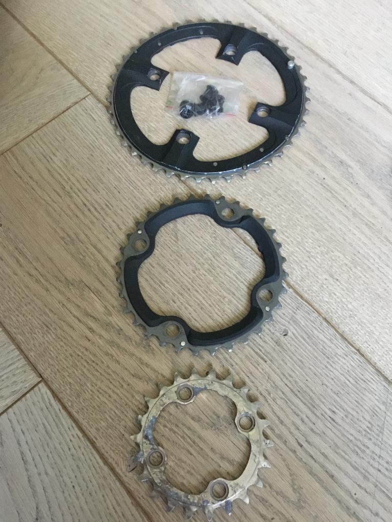 Shimano xtr tandwielen 44, 32, 22 tanden ook retro, vintage, Ophalen, Gebruikt, Titanium, Toerfiets