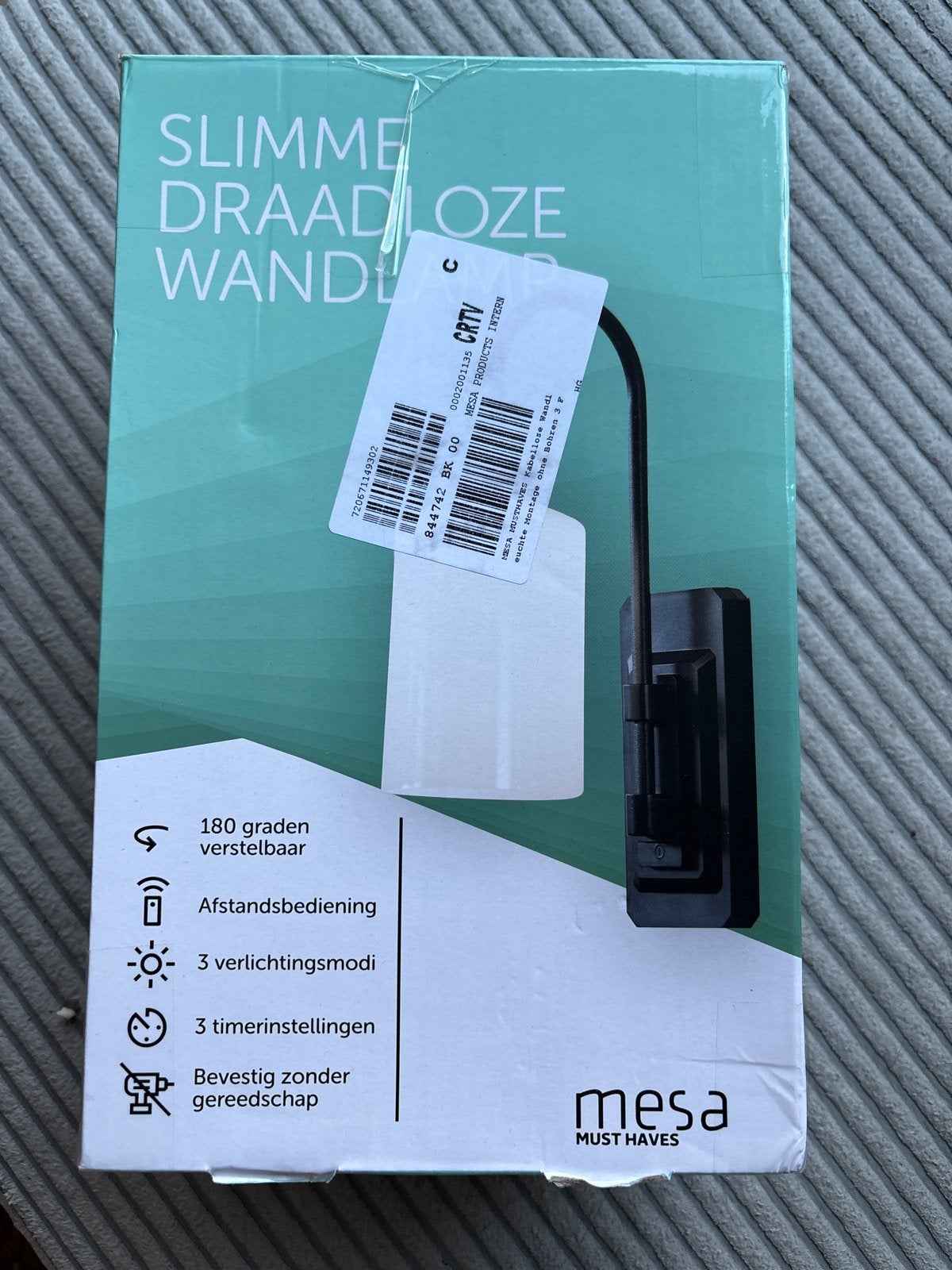 Mesa Musthaves Slimme Draadloze Wandlamp - Nieuw, Wit, Overige merken, Met afstandsbediening, Kunststof