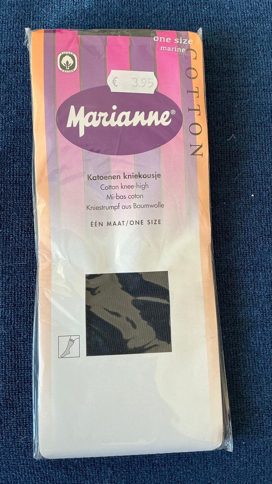 Marianne Katoenen Kniekousje - Marineblauw 4 paar, Ophalen of Verzenden, Nieuw, Overige maten, Blauw