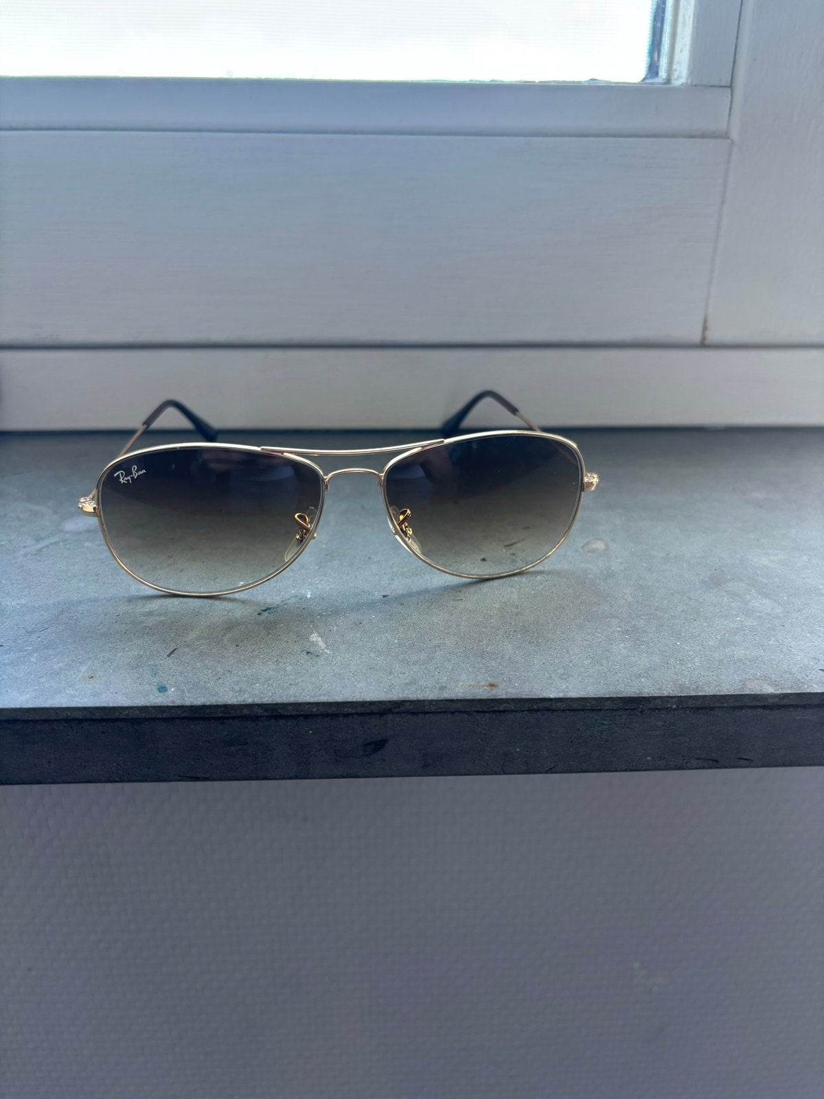 Ray-Ban Cockpit Aviator Zonnebril Goud/Bruin, Zonnebril, Bruin, Ophalen of Verzenden, Zo goed als nieuw