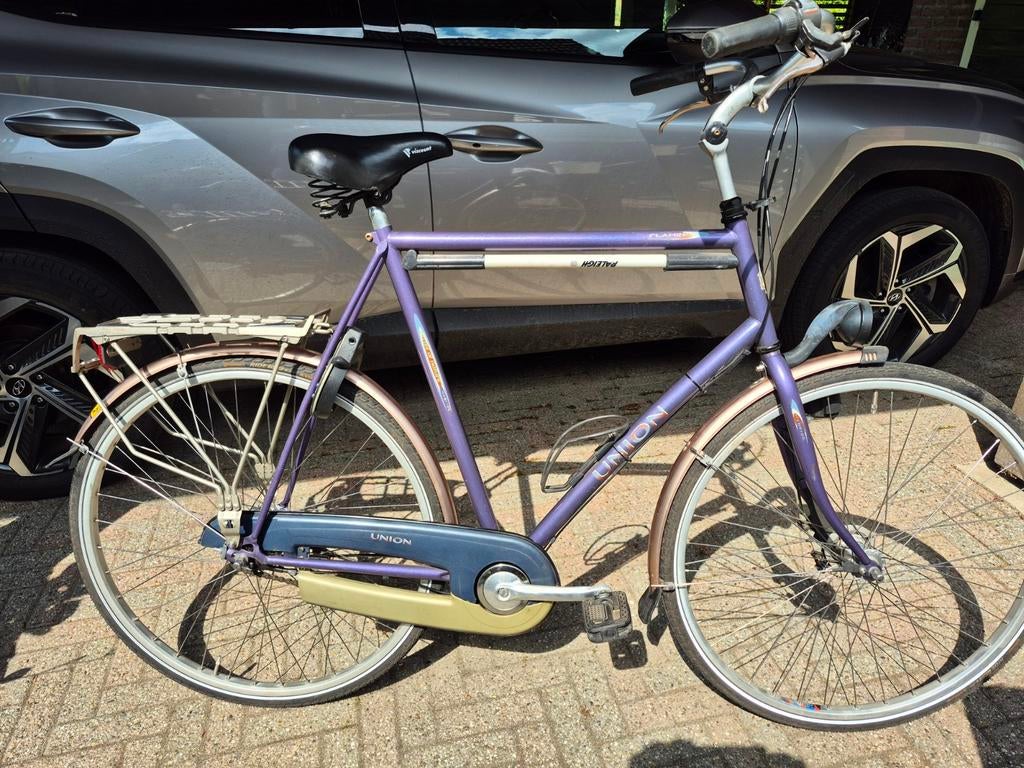 Herenfiets Union blaauw, Fietsen en Brommers, Gebruikt, Versnellingen, 57 tot 61 cm, Ophalen