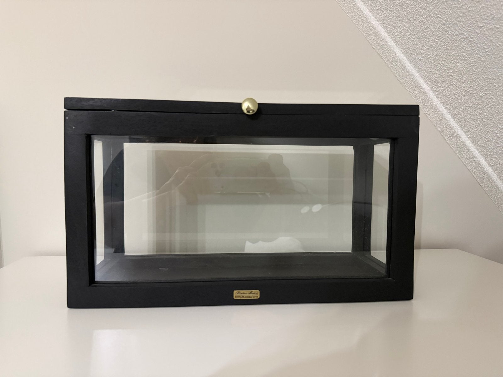 2x Riviera Maison Vitrinekistje - Zwart Hout en Glas, Ophalen, Zo goed als nieuw