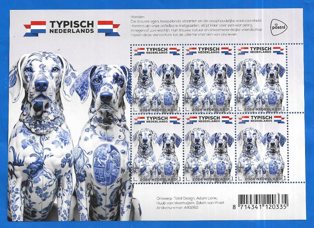 Typisch Nederlands – honden (postzegelvel) 2024, Verzenden, Na 1940, Postfris