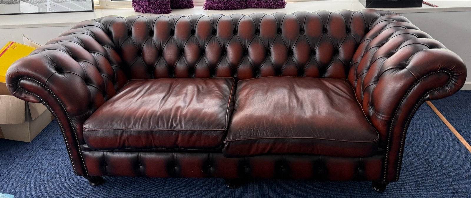 Chesterfield 3 zits bank, Ophalen, Gebruikt, Driepersoons, Rechte bank